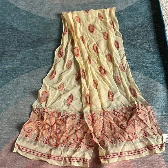 (2) Vintage Halston & Casual Floral Silk Bohemian Paisley Scarf Hair Wrap - Picture 8 of 10